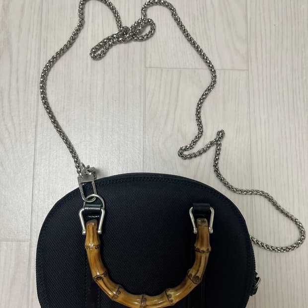 정품) 구찌 빈티지 뱀부 핸들 미니 도트백