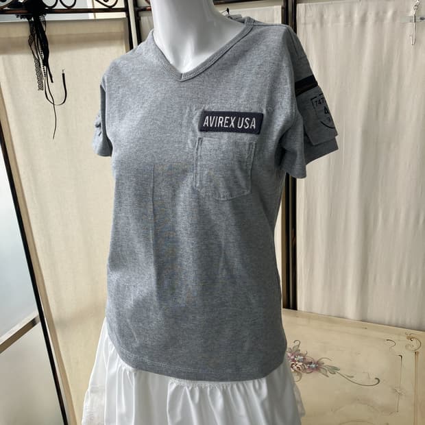 아비렉스 슬림핏 포켓 반팔 1379 모리걸 일본빈티지