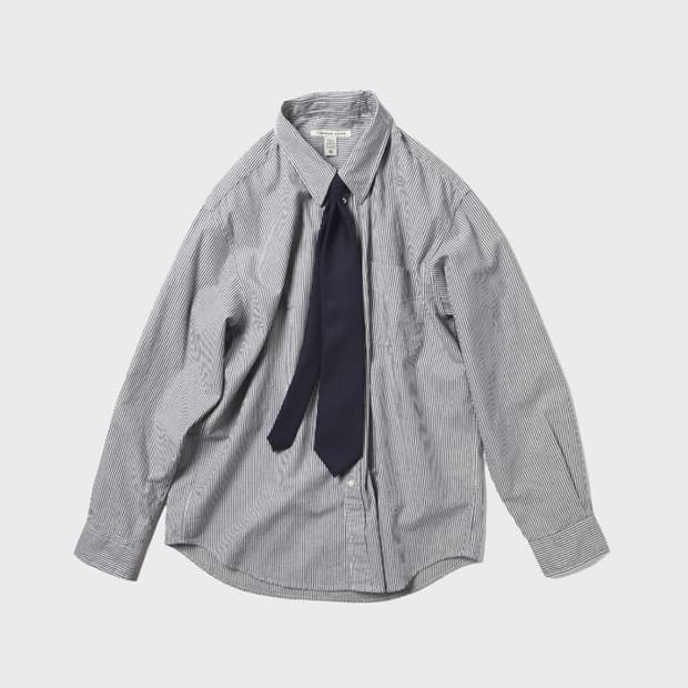 토마스모어 프렌치 스트라이프 셔츠 L 네이비