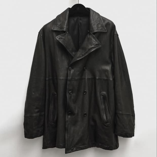 25fw 유스 워시드 레더 피코트 M 새상품 