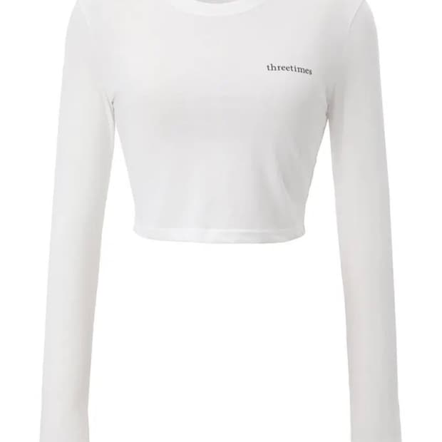 쓰리타임즈 에코 로고 크롭 긴팔티
