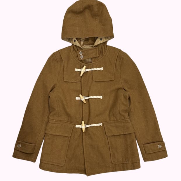 beige short duffle coat