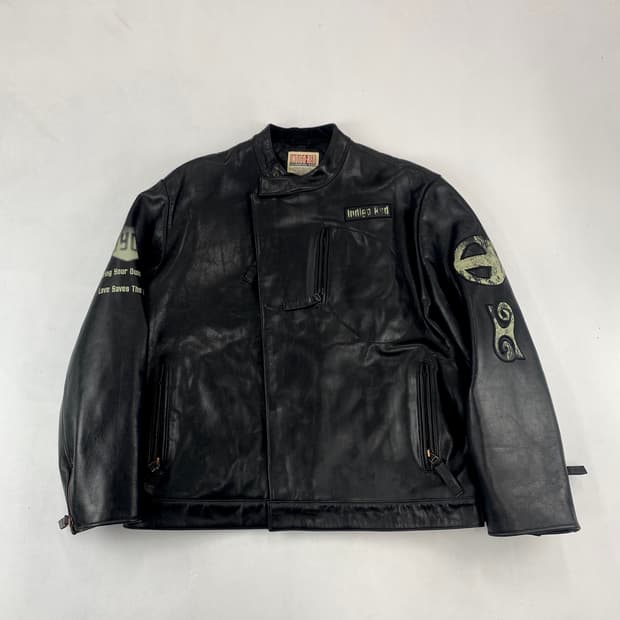 빈티지 인디고 레드 소가죽 레더 자켓 (105)