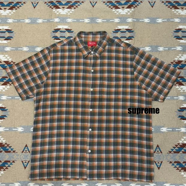 [XL] 슈프림 루즈 핏 미니 플레이드 숏슬리브 셔츠