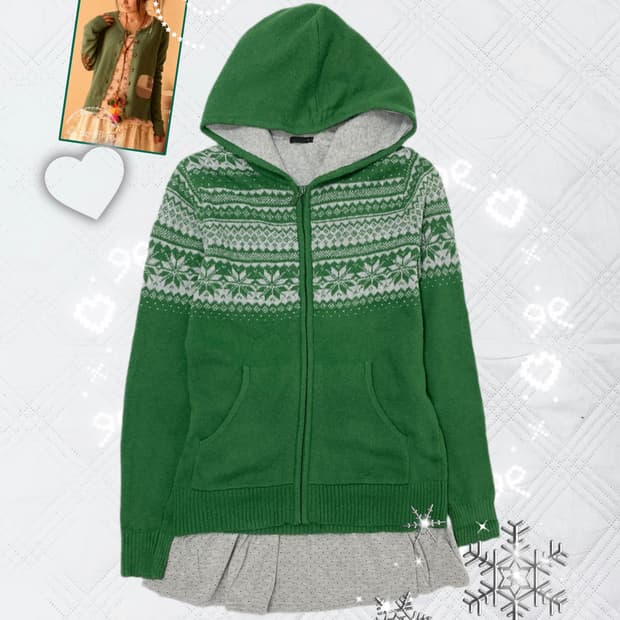 ꒰ঌ 말차라떼 맛 노르딕 니트 후드집업໒꒱