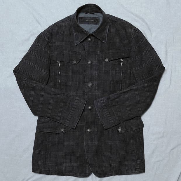 [L] 인터메조 x 이탈리아 EMMETEX 리넨 체크 사파리 자켓