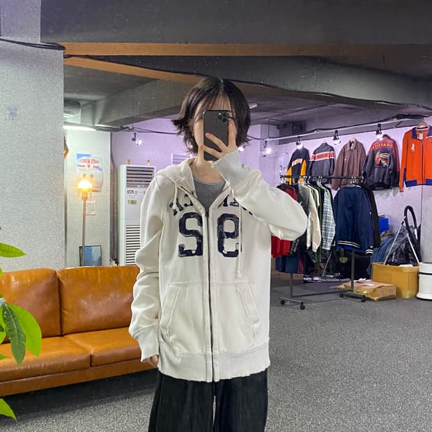 아베크롬비 앤 피치 92 화이트 후드집업 B5567