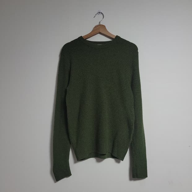 (95) TOPTEN 탑텐 올리브그린 와플 니트 스웨터 맨투맨 롱슬리브