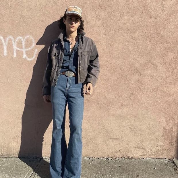 00s 올드 빈티지 리 LEE 세미플레어 데님 미디움 블루 36