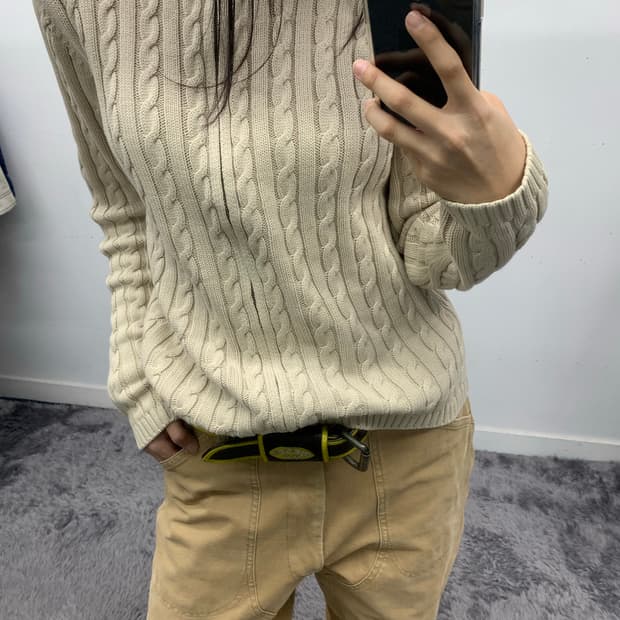 L.L.bean 꽈배기 니트 집업