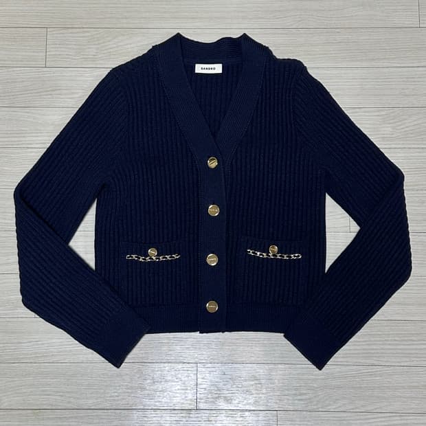 산드로 트리밍 체인 가디건