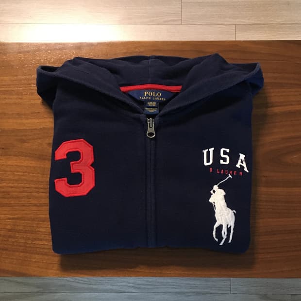 폴로 빅포니 성조기 후드집업 네이비