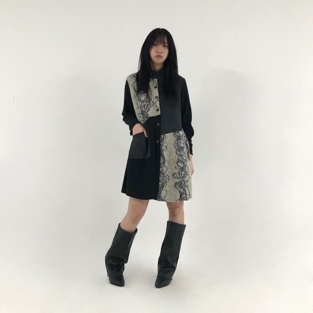 Vintage Patchwork Knit Dress