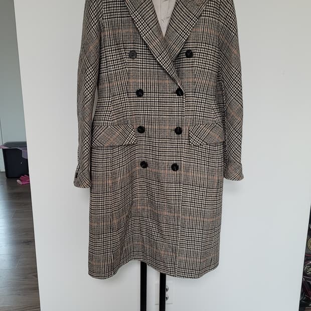 버버리  여성  울 체크 더블코트- 66사이즈