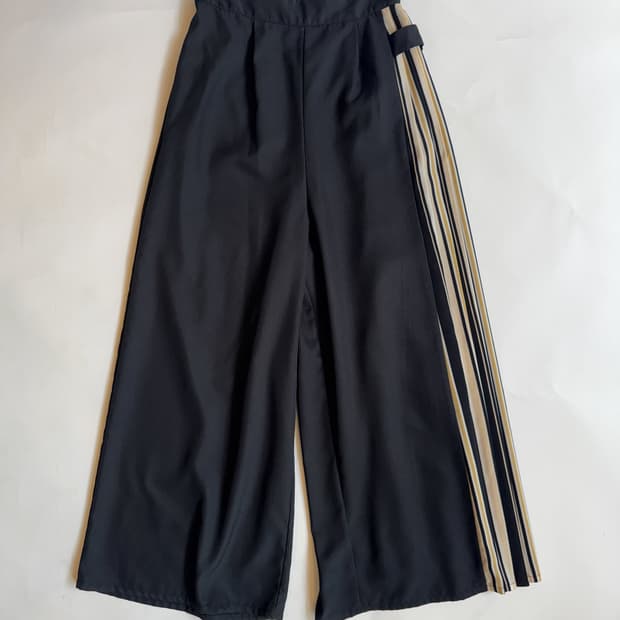 WIDE LEG PANTS WITH PLEATED STRIPE PANEL