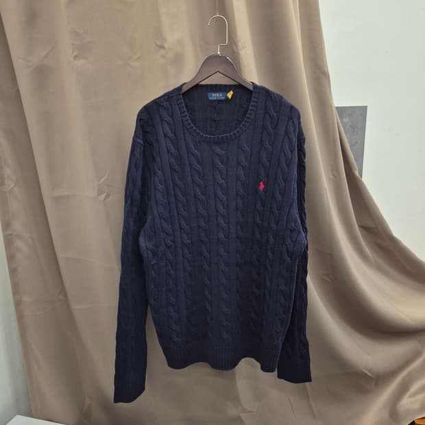 폴로 랄프로렌 네이비 꽈배기 니트 XL