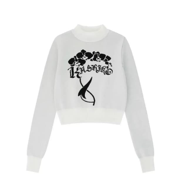 카시코 하이넥 니트 탑 아이보리