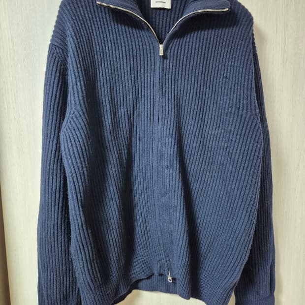 인더로우 풀집업 니트 카라집업가디건 3 네이비