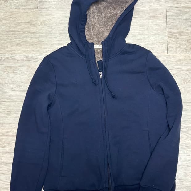 기모 네이비 후드집업