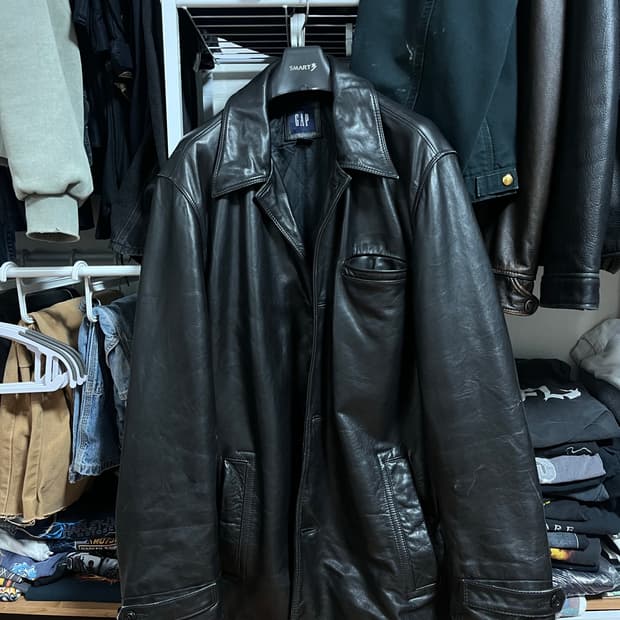 Old Gap Leather Car Coat
