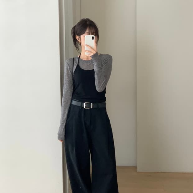 (새상품)미엘 104 핀턱 와이드 데님 s