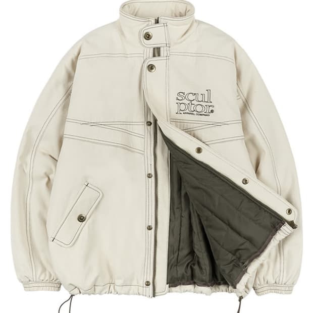 스컬프터 콘트라스트 스티치 빈티지 점퍼 자켓