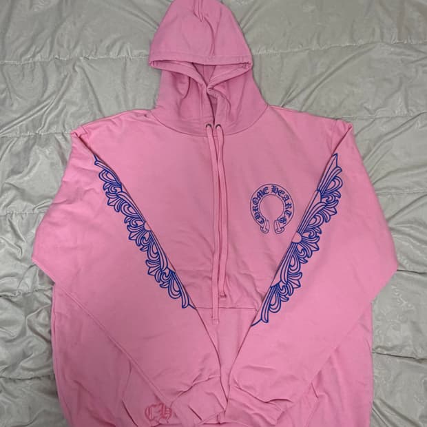 크롬하츠 핑크 블루 홀스슈 후드티