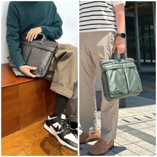 포터 탱커 숏헬멧백 브리프케이스　 세이지그린