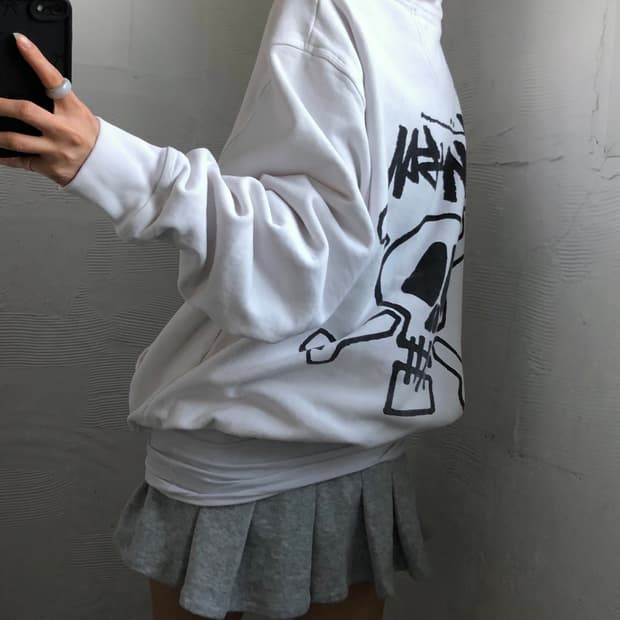 Stussy 스투시 스컬 & 본즈 피그먼트 다이드 후드