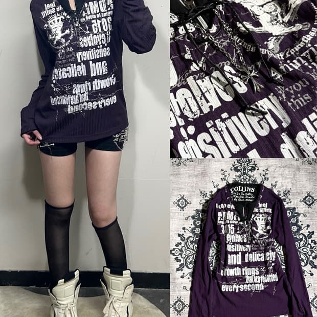 Collins cross chain punk longsleeve