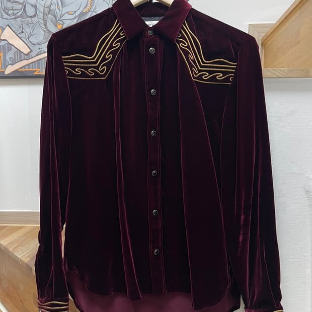 생로랑 18SS 벨벳 셔츠