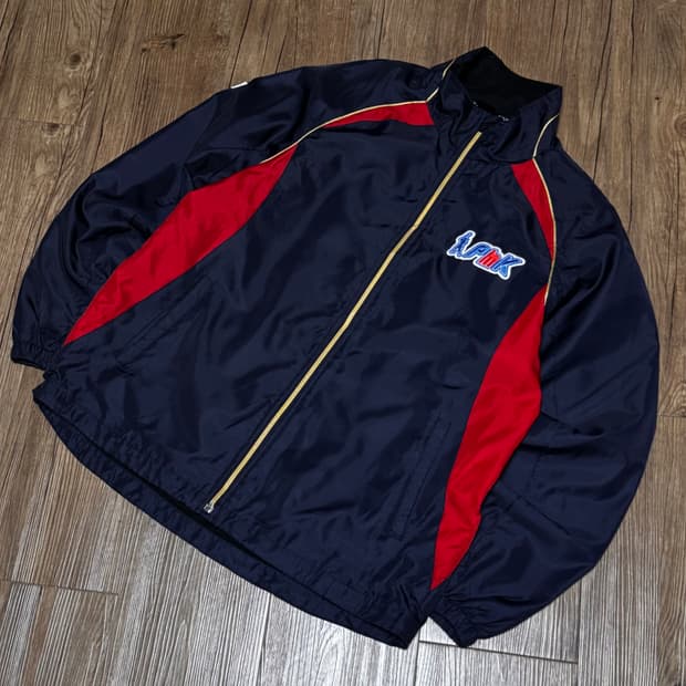 팀사이드 네이비 레드 올드스쿨 바람막이 점퍼