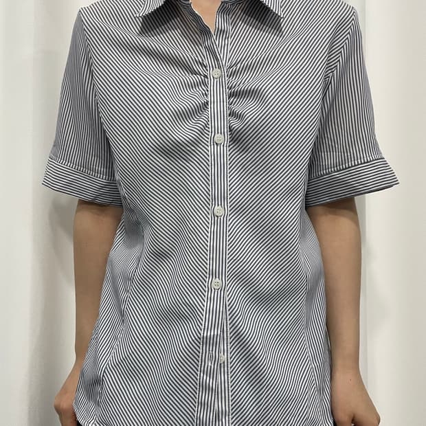 stripe shirring shirt