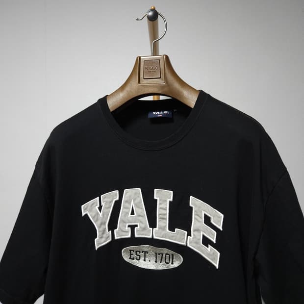 XL ) YALE 아치로고 반팔 티셔츠 블랙