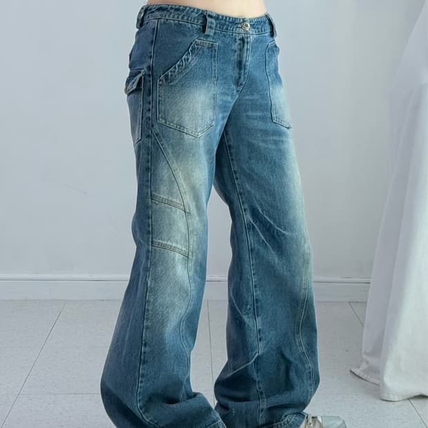 더블펀치 데님 워싱 부츠컷 팬츠