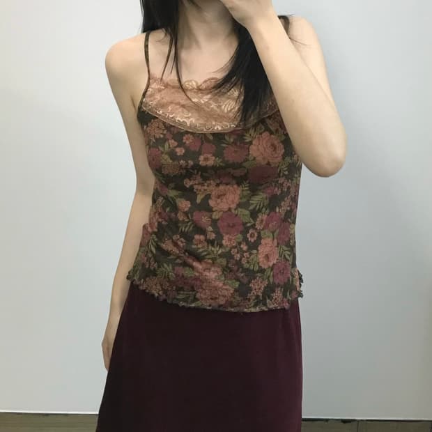 빈티지 레이스 플라워 나시