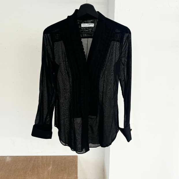 돌체 앤 가바나 블랙 시스루 셔츠