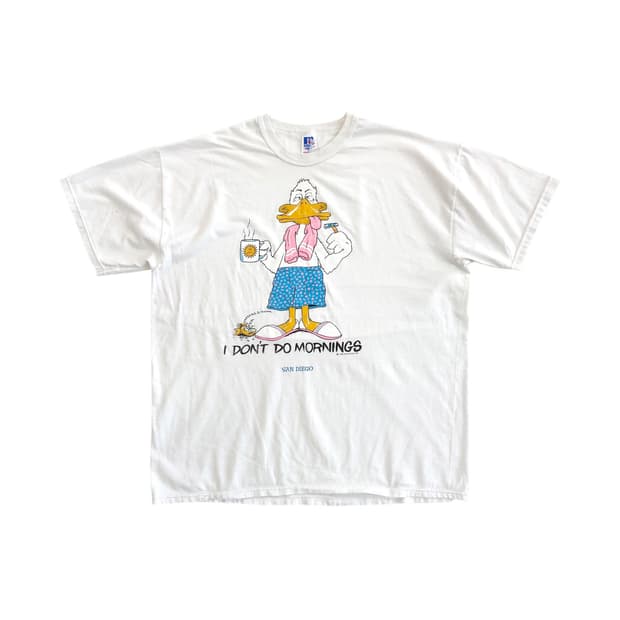 90's 샌디에고 "I Don't Do Mornings" 반팔 티셔츠