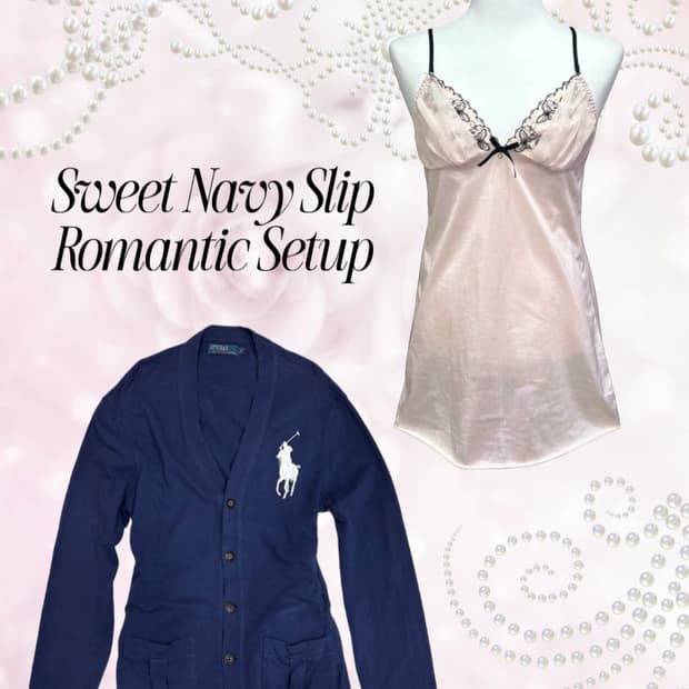 [셋업] 폴로 빅포니 가디건 & 로맨틱 갸루 슬립원피스