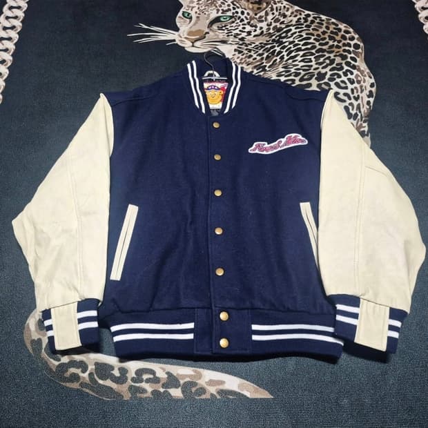 90's Forest Mac 울 레더 USA 바시티 자켓 L