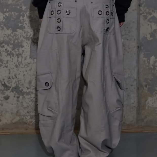 팬시클럽 크로스 포켓 카고 팬츠 핑크 베이지