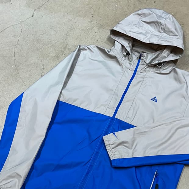 XL 나이키 ACG 그레이 블루 배색 후드 바람막이
