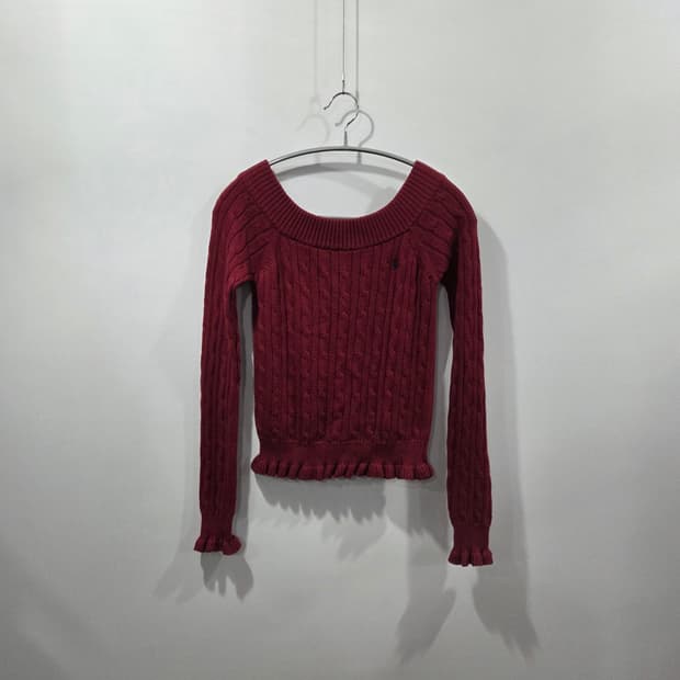 폴로랄프로렌 걸즈 프릴 케이블 크롭 니트 XL 