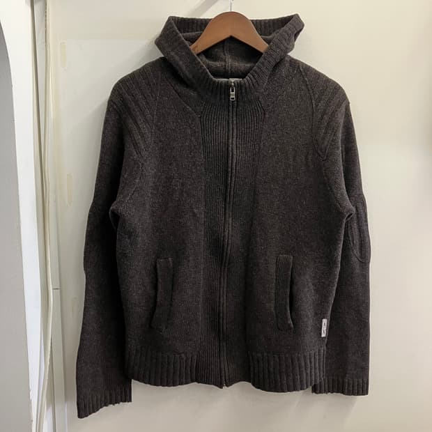 아르마니 알마니 디테일 니트 후드집업 브라운