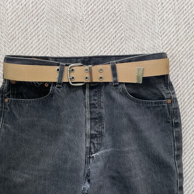 빈티지 아일렛 실버버클 웨빙 벨트 