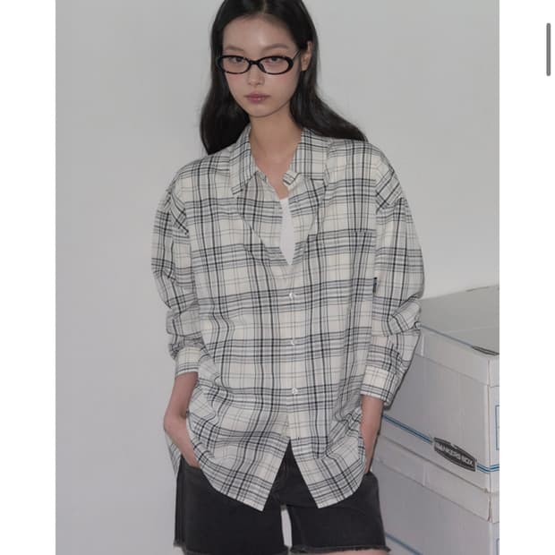 (L) 레더리 마일로 오버핏 체크 셔츠 [WHITE] 판매
