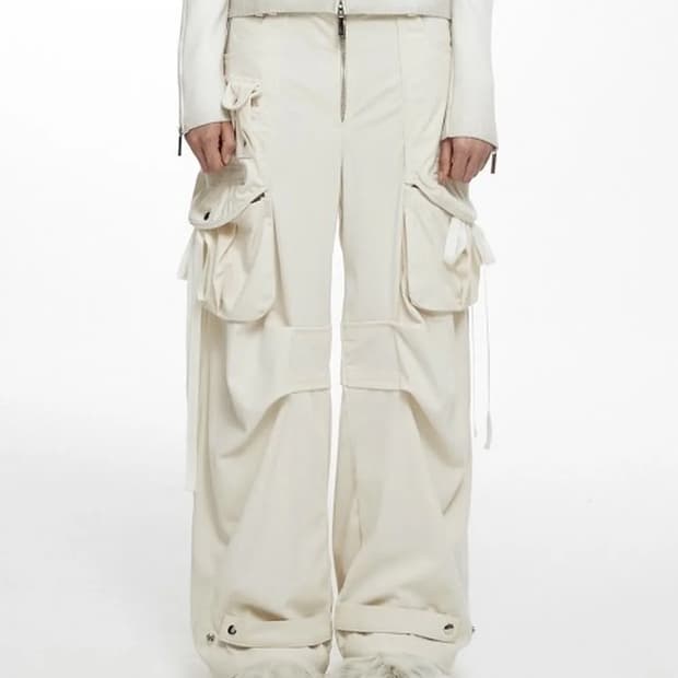 나체 코듀로이 카고 팬츠 화이트
