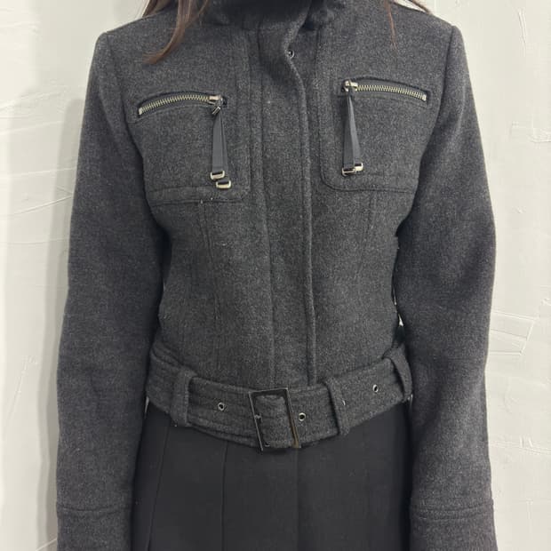 fragile buckle wool jacket