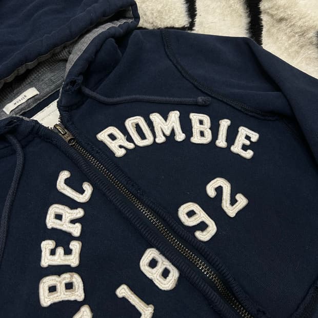 [M]아베크롬비 그런지 스펠아웃 후드집업/네이비/기모