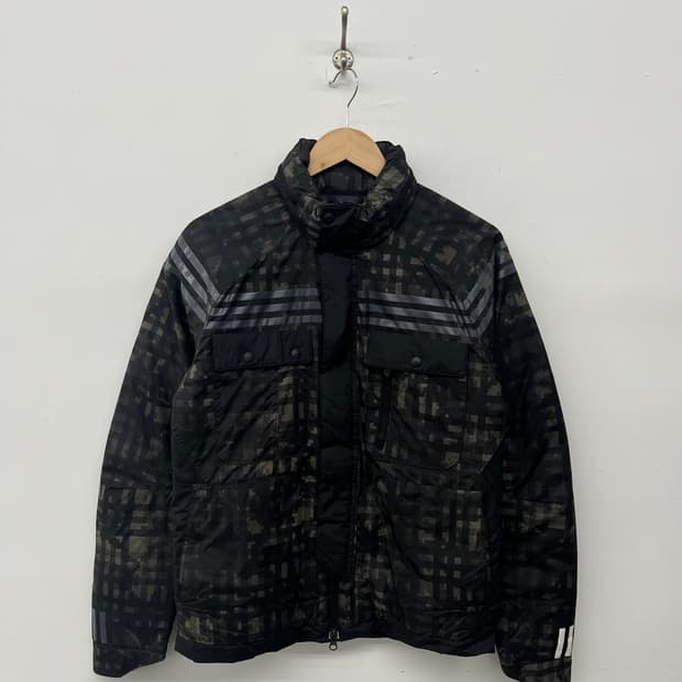 아디다스 블랙 패턴 패딩 점퍼 s